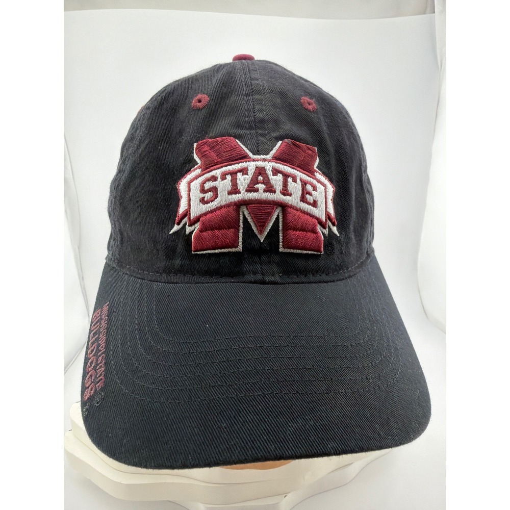 Mississippi State Bulldogs Black Maroon Embroidered Adjustable Hat